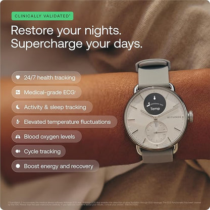 Withings ScanWatch 2 - Hybrid Smart Watch, Heart Rate Monitoring, Fitness Tracker, Cycle Tracker