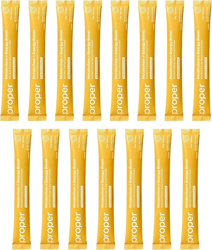 Proper, The Yellows Metabolism and Energy Boost, Sugar Free Energy Drink Powder with 100mg
