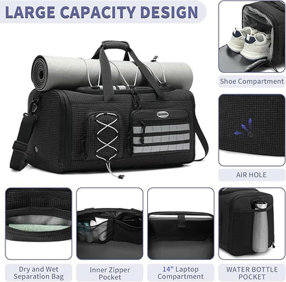 Bosstin Gym Bag for Men & Women,45L Travel Duffle Sports Duffel Bag Gym Weekender Overnight