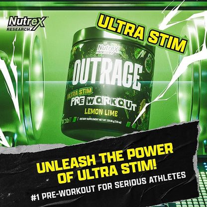 Outrage Ultra HIGH STIM Pre-Workout Powder for Men | 400mg Caffeine, L-Citrulline, Beta-Alanine