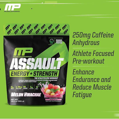 Muscle Pharm Assault Energy & Strength Pre Workout Powder for Men & Women with Beta Alanine