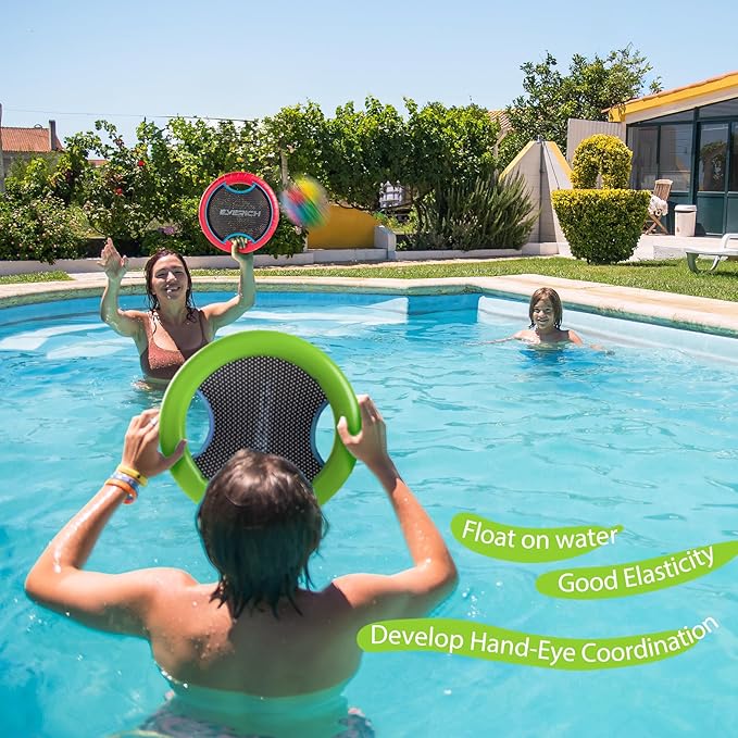 EVERICH TOY Trampoline Paddle Ball Set with 2 Bouncy Paddles & 4 Balls - Soft Foam Design for Kids