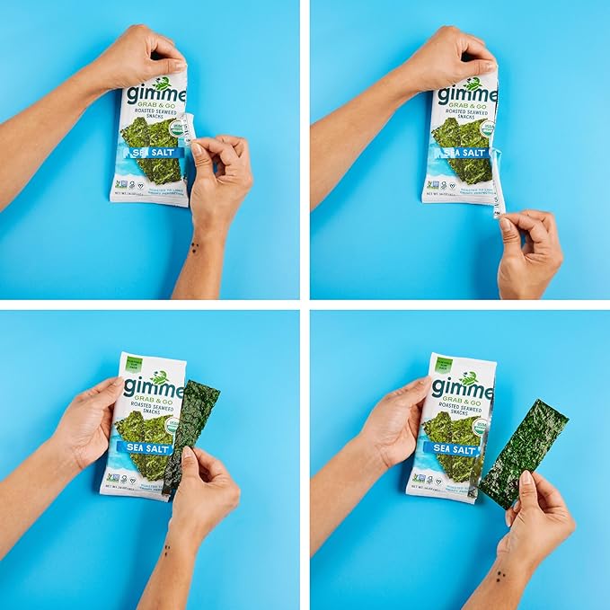 Gimme Seaweed Grab & Go Organic Premium Roasted Seaweed Snacks, Sea Salt & Avocado Oil, 5 Count