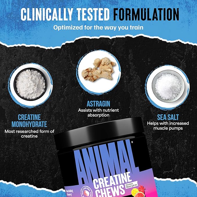 Animal Creatine Chews Tablets - Enhanced Creatine Monohydrate with AstraGin to Improve Absorption