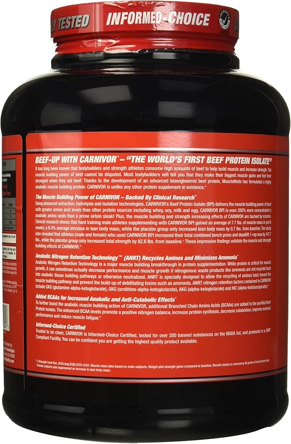 MuscleMeds Carnivor Beef Protein Isolate, 0 Lactose, 0 Sugar, 0 Fat, 0 Cholesterol, Cinnamon Toast