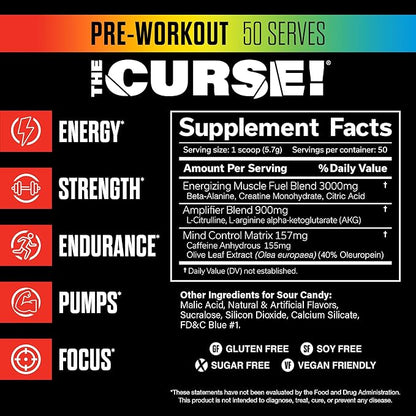 JNX SPORTS The Curse! Pre Workout Powder for Men & Women, Caffeine, Beta-Alanine, Creatine