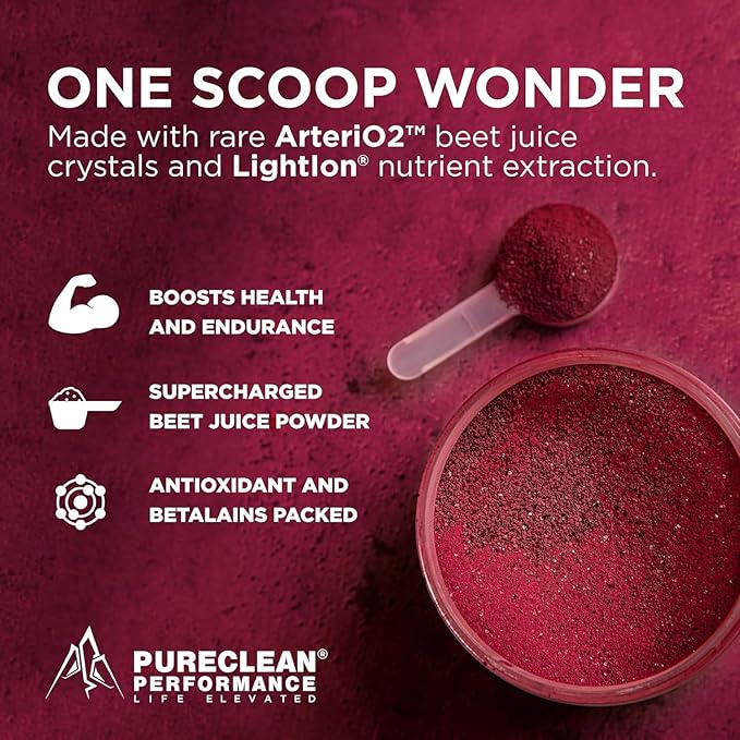 PureClean Organic Beet Juice Powder - Nitric Oxide Supplement - 100% USA Grown Beets - Organic Beet