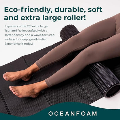 Oceanfoam Tsunami Roller (Black) - Soft, Textured Foam Roller for Physical Therapy, Back Pain