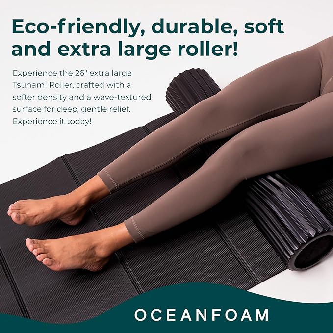 Oceanfoam Tsunami Roller (Black Marbled) - Soft, Textured Foam Roller for Physical Therapy, Back