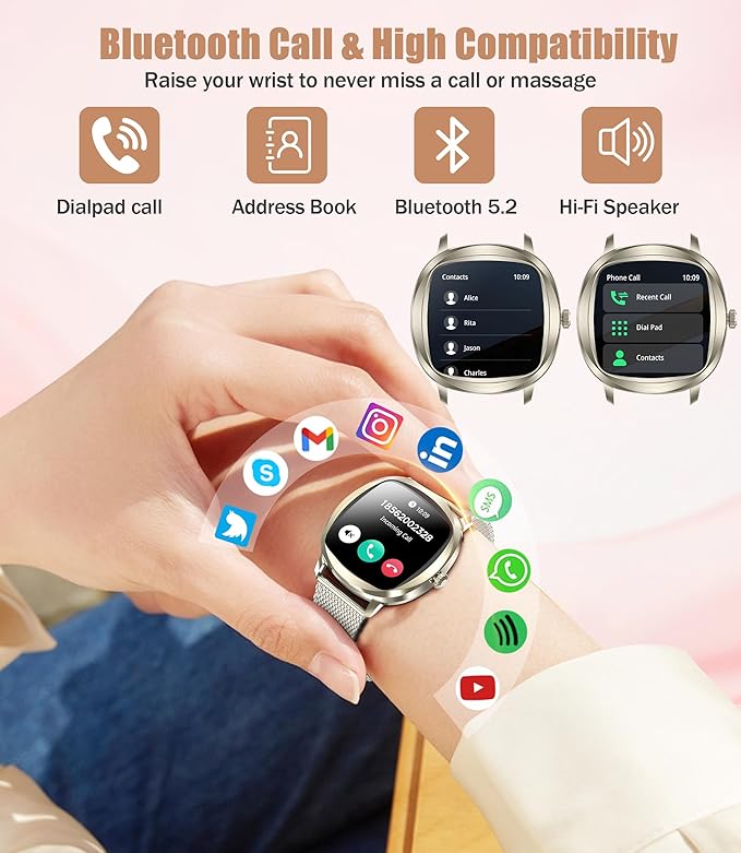Women's 2pc Band Sports Watch/Smart Watch 1.72" Fitness Tracker with Heart Rate Monitor, 100+