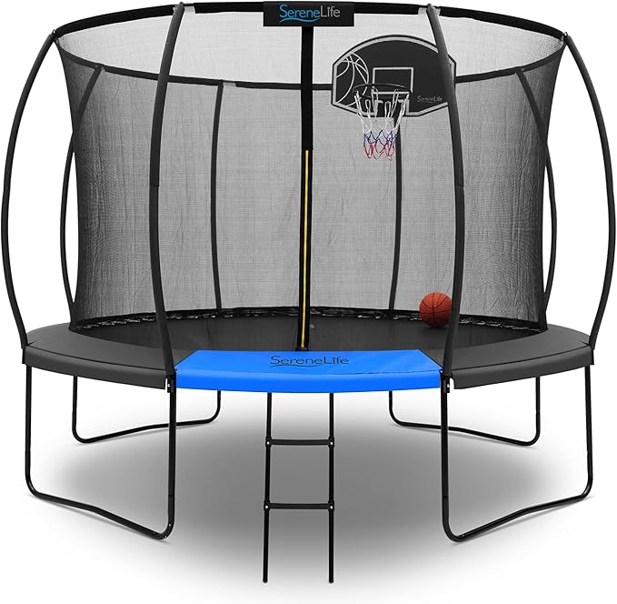 Serenelife 12FT 10FT 8FT Recreational Trampolines with Enclosure Net and Ladder and Anti-Rust