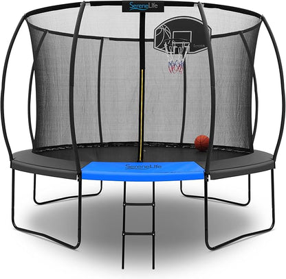 Serenelife 12FT 10FT 8FT Recreational Trampolines with Enclosure Net and Ladder and Anti-Rust