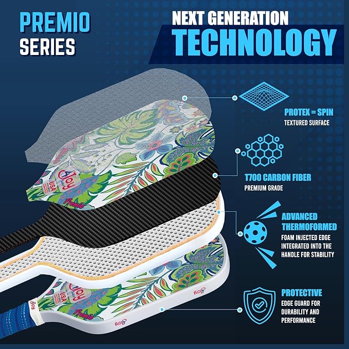 4Joy Pickleball Paddle Premio Series - Thermoformed Premium T700 Carbon Fiber Pickleball Paddless
