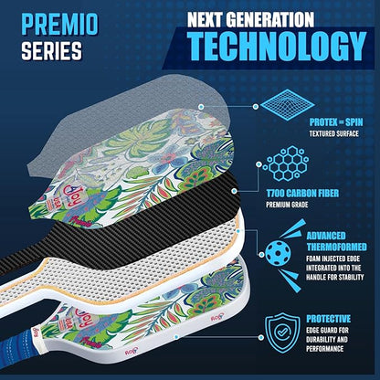 4Joy Pickleball Paddle Premio Series - Thermoformed Premium T700 Carbon Fiber Pickleball Paddless