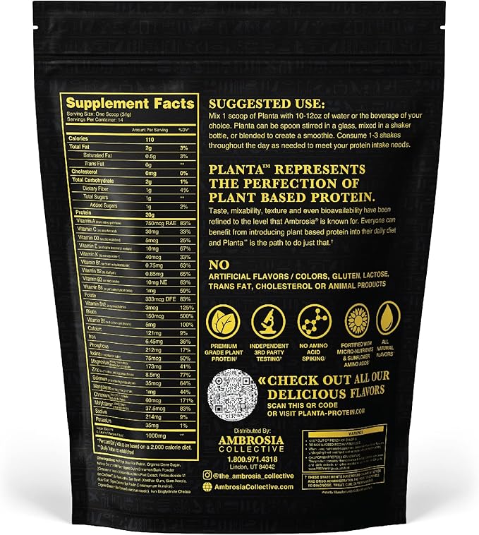 Ambrosia Planta - Premium Plant-Based Protein | Vegan & Keto Friendly | Gourmet Flavors with No