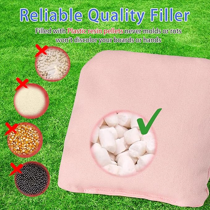 EunHo Dual Sided Cornhole Bags Regulation Set of 8 Professional Cornhole Bean Bags Slick and Stick