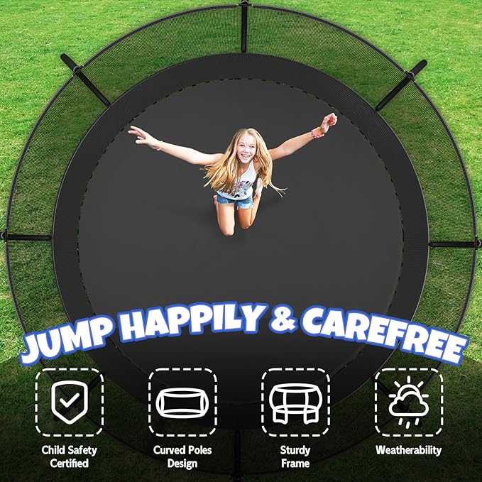 Trampoline 8FT 10FT 12FT 14FT 16FT, Outdoor Trampolines for Kids and Adults, Recreational