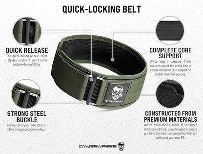 Gymreapers Quick Locking Weight Lifting Belt for Men Gym Belt for Powerlifting Deadlift Belt with 4