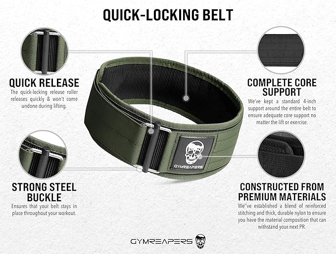 Gymreapers Quick Locking Weight Lifting Belt for Men Gym Belt for Powerlifting Deadlift Belt with 4