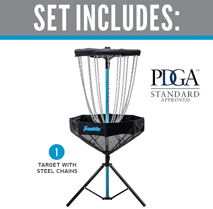 Franklin Sports Disc Golf Baskets - Portable Disc Golf Target with Chains Included - Disc Golf