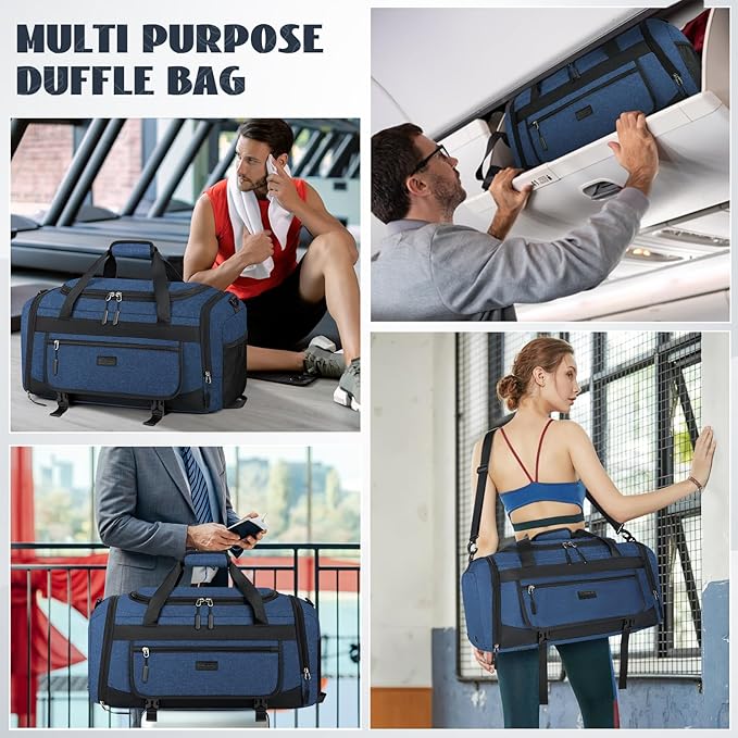 IGOLUMON Gym Bag for Men 55L Sports Duffel Bags Gym Duffle Bag Women with Shoe Compartment & Wet