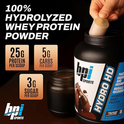 BPI Sports Hydro HD - 100% Hydrolyzed Whey Protein Powder - Muscle Growth, Recovery, 25g of