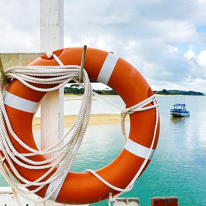 28/23 Inch Boat Safety Throw Ring Set, 98.4FT Floating Lifesaving Rope, 2.5/1.5 KG International
