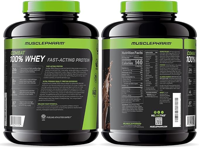 MusclePharm Combat 100% Whey Protein Powder, Chocolate Milk, Fast Recovery & Muscle Gain with Whey