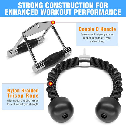 Yes4All Tricep Press Down Cable Machine Attachment Set, LAT Pulldown Attachment, Cable Machine