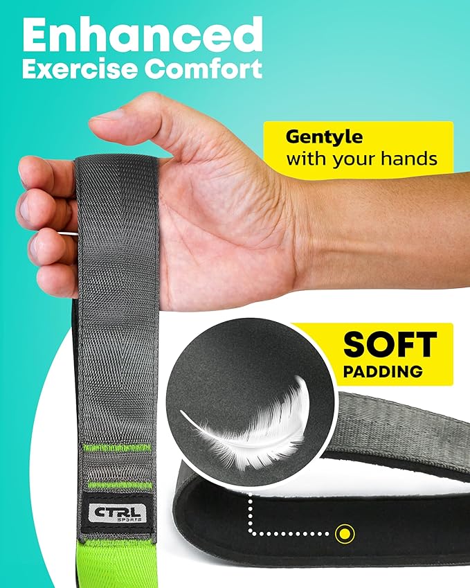 Stretching Strap with Loops - Non Elastic Stretch Band for Physical Therapy, Yoga Strap for