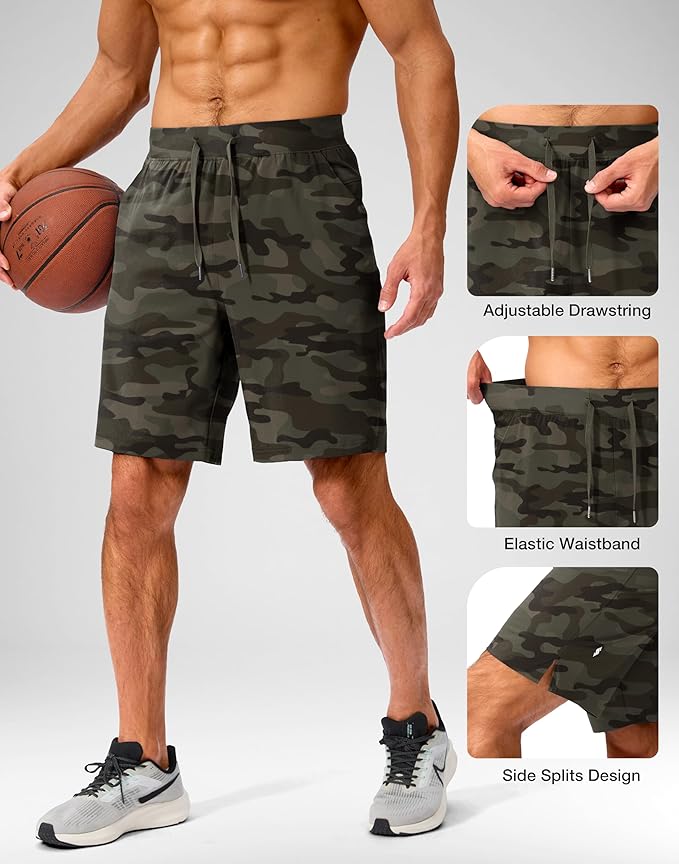 Men's Running Shorts with Zipper Pockets 9 Inch/ 7 Inch / 5 Inch Lightweight Quick Dry Gym Workout