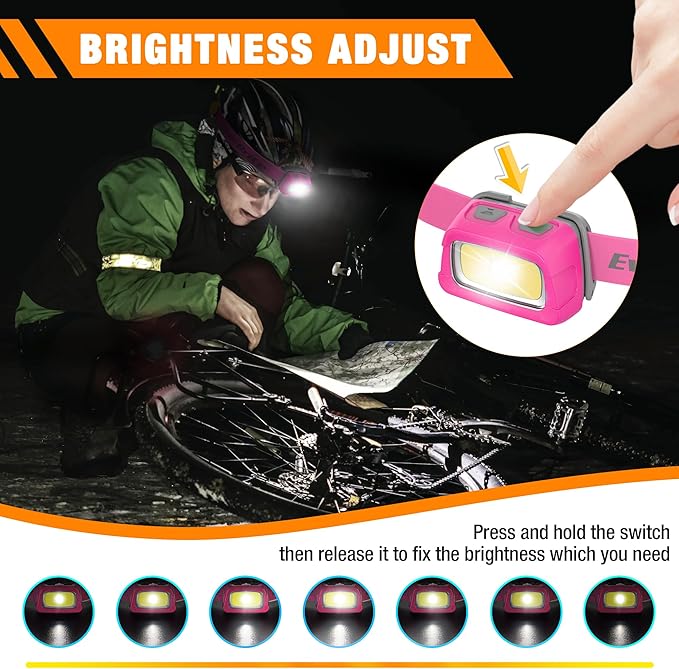EverBrite Rechargeable Headlamp, 350 Lumens Headlamp with Red Light and Memory Function, 7 Modes