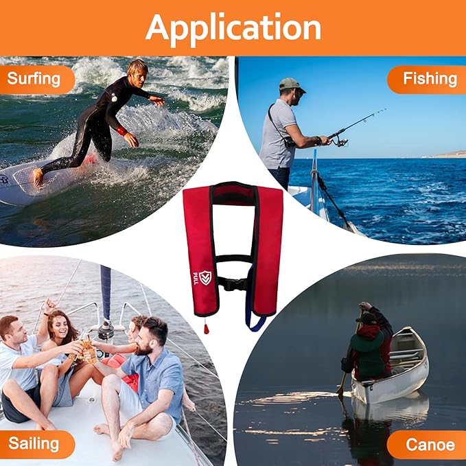 Automatic/Manual Inflatable Life Jacket| Inflatable PFD Kayak Vest Adult| Life Vest for Adults|