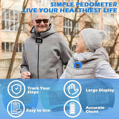 9 Pcs Simple Pedometers Bulk for Walking Steps and Miles Walking Step Counters with Calories Burned