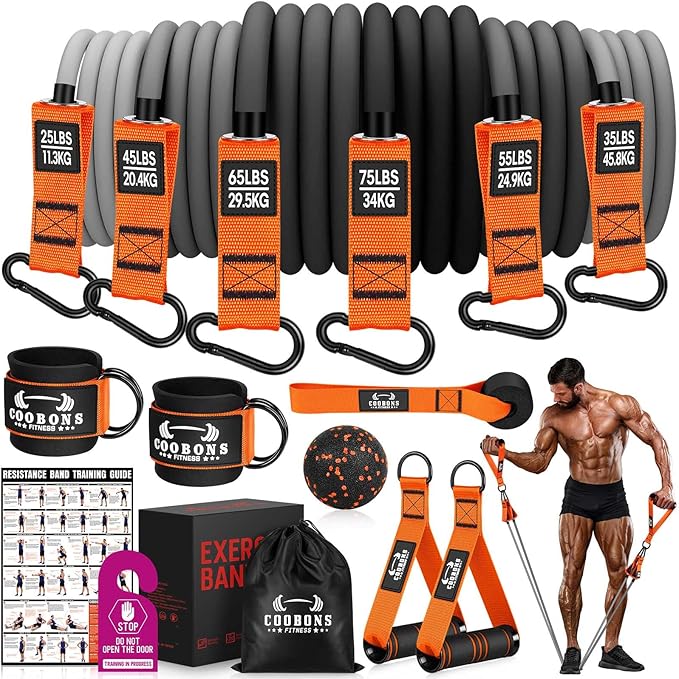 Heavy Resistance Bands for Working Out, 300LBS Exercise Bands with Handles, Workout Bands for Men