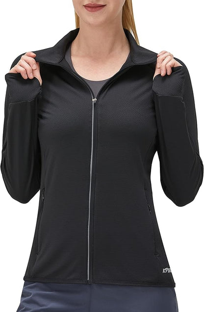 Women's UPF 50+ UV Sun Protection Clothing Long Sleeve Athletic Hiking Shirts Lightweight SPF Zip