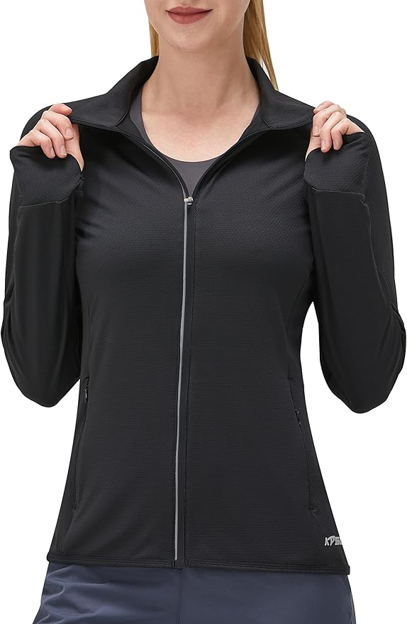 Women's UPF 50+ UV Sun Protection Clothing Long Sleeve Athletic Hiking Shirts Lightweight SPF Zip
