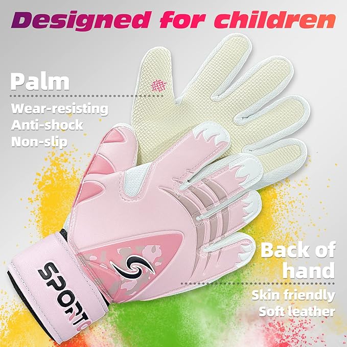 Sportout Kids Goalkeeper Gloves, Soccer Gloves with Double Wrist Protection and Non-Slip Wear