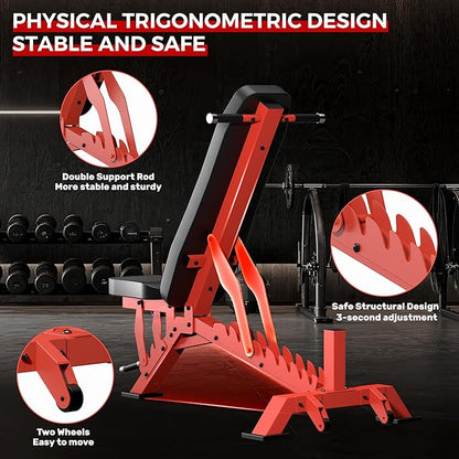 Weight Bench, Adjustable Workout Bench for Home Gym Full Body Workout, 1300LBS Weight Capacity