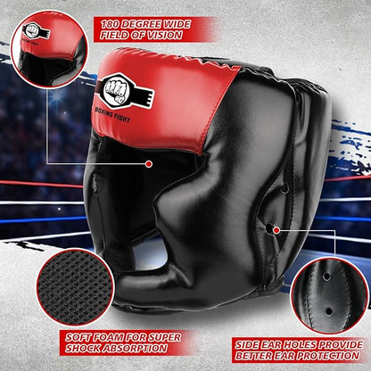 Sparring Head Guard with Gloves - Boxing Safety Headgear for MMA, Kickboxing, Muay Thai & Boxing