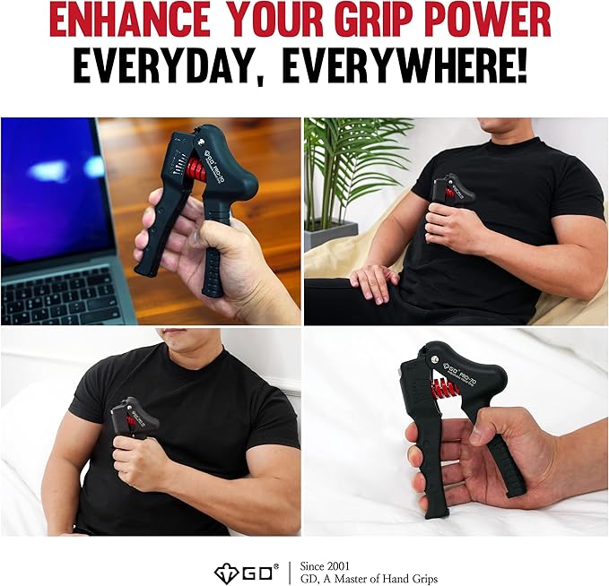 GD Grip Strength Trainer (Premium Adjustable Grip Strengthener for Forearm Training) Wrist and