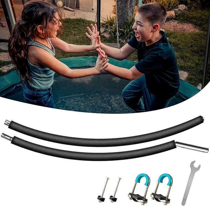 1PCS Trampoline Curved Pole, Universal Trampoline Replacement Enclosure Pole to Fit 8-16FT Curved