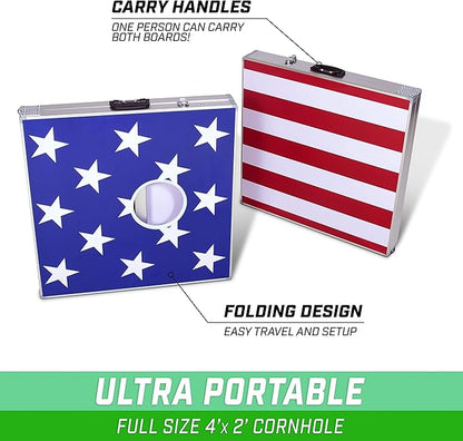 GoSports 4 x 2 ft Aluminum Cornhole Game Sets – Choose LED Lights or Standard - Set Includes 2