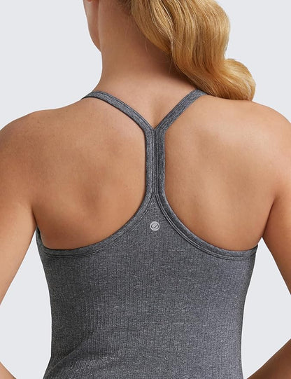 CRZ YOGA Seamless Workout Tank Tops for Women Racerback Athletic Camisole Sports Shirts with Built
