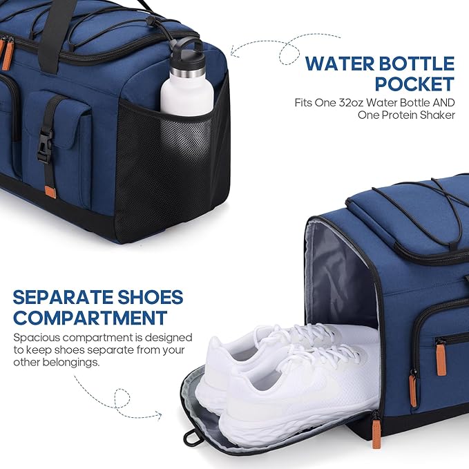 Gym Bag for Men and Women with Shoe & Laptop Compartment, 3-in-1 Sports Travel Duffel Bag