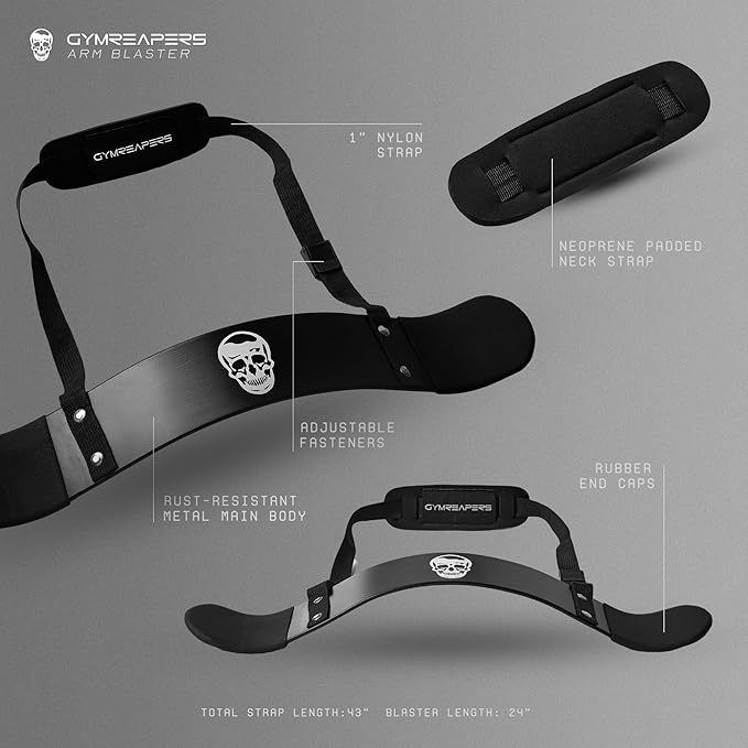 Gymreapers Bicep Arm Blaster - Bicep Curl Isolator w/Contoured, Padded Edges - Adjustable Bicep