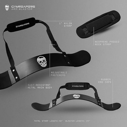 Gymreapers Bicep Arm Blaster - Bicep Curl Isolator w/Contoured, Padded Edges - Adjustable Bicep