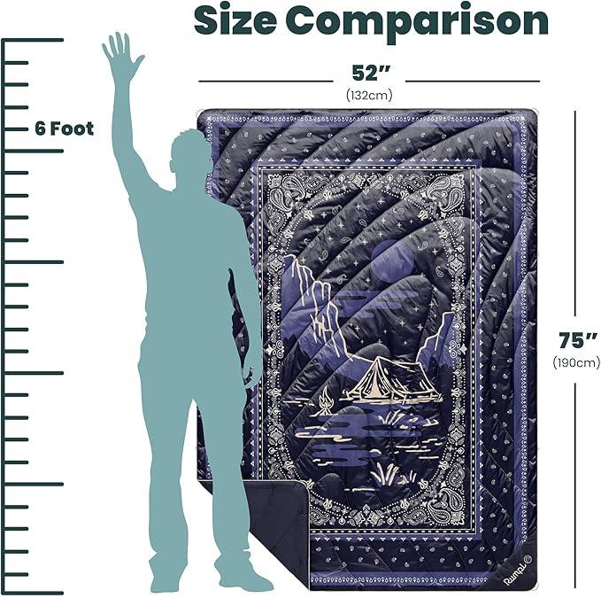Rumpl Original Puffy Blanket - Warm, Water-Resistant Camping Blanket with 100% Recycled Synthetic