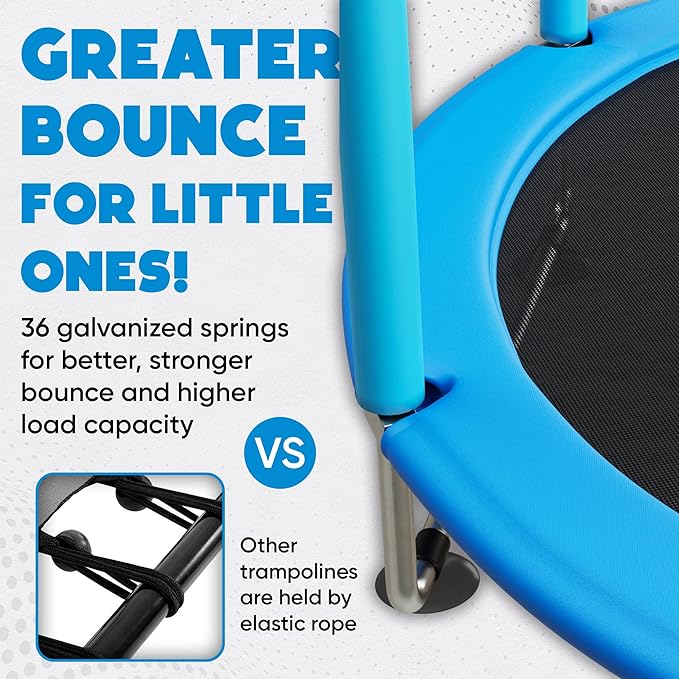 Toddler Trampoline for Kids Ages 3-8 - 5 ft Toddler Trampoline with Net, Basketball Hoop, Ocean