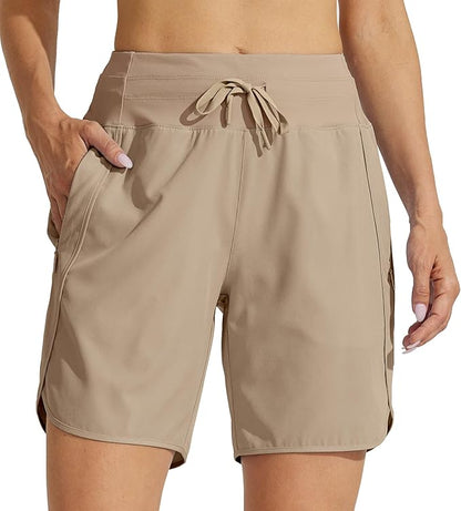 Willit Women's 7" Athletic Running Shorts Long Workout Hiking Shorts Quick Dry High Waisted Active
